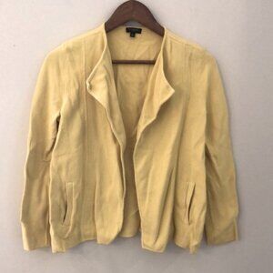 Talbots Petites Yellow Knit cardigan Sweater blazer open front pockets SZ MP